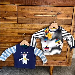 Baby Boden Navy and Striped Animal Print Long Sleeve Tees Bundle